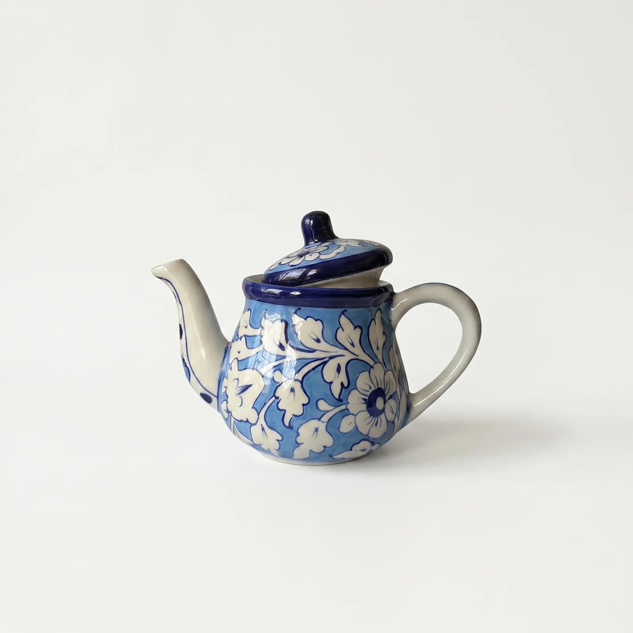 Blue Pottery Kehwa Set - 6 Cups & 1 Teapot - 7 Pieces