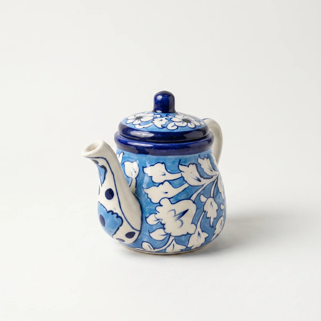 Blue Pottery Kehwa Set - 6 Cups & 1 Teapot - 7 Pieces