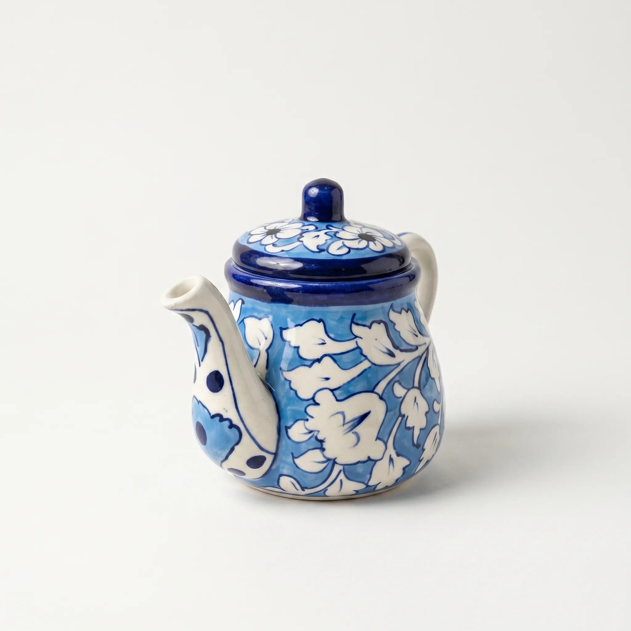 Blue Pottery Kehwa Set - 6 Cups & 1 Teapot - 7 Pieces
