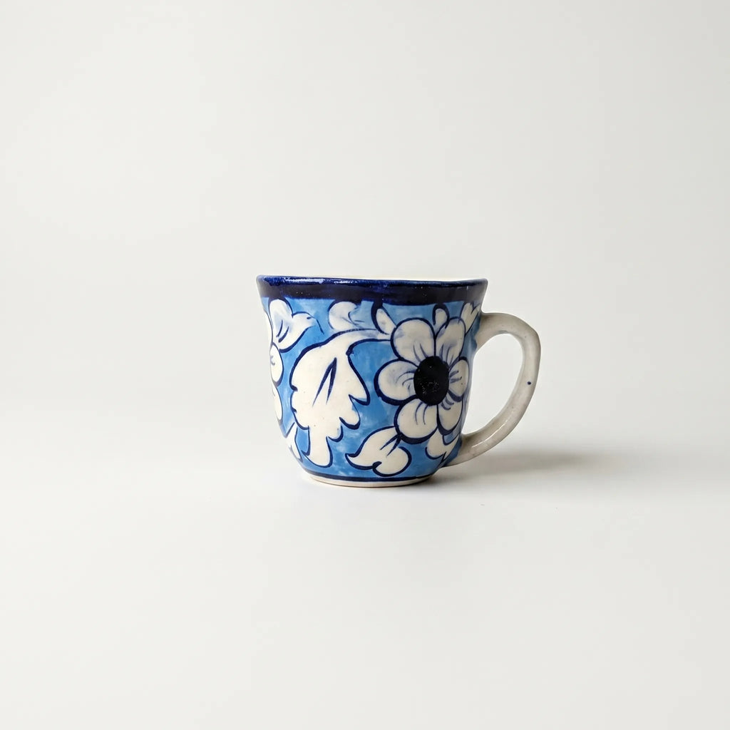 Blue Pottery Kehwa Set - 6 Cups & 1 Teapot - 7 Pieces