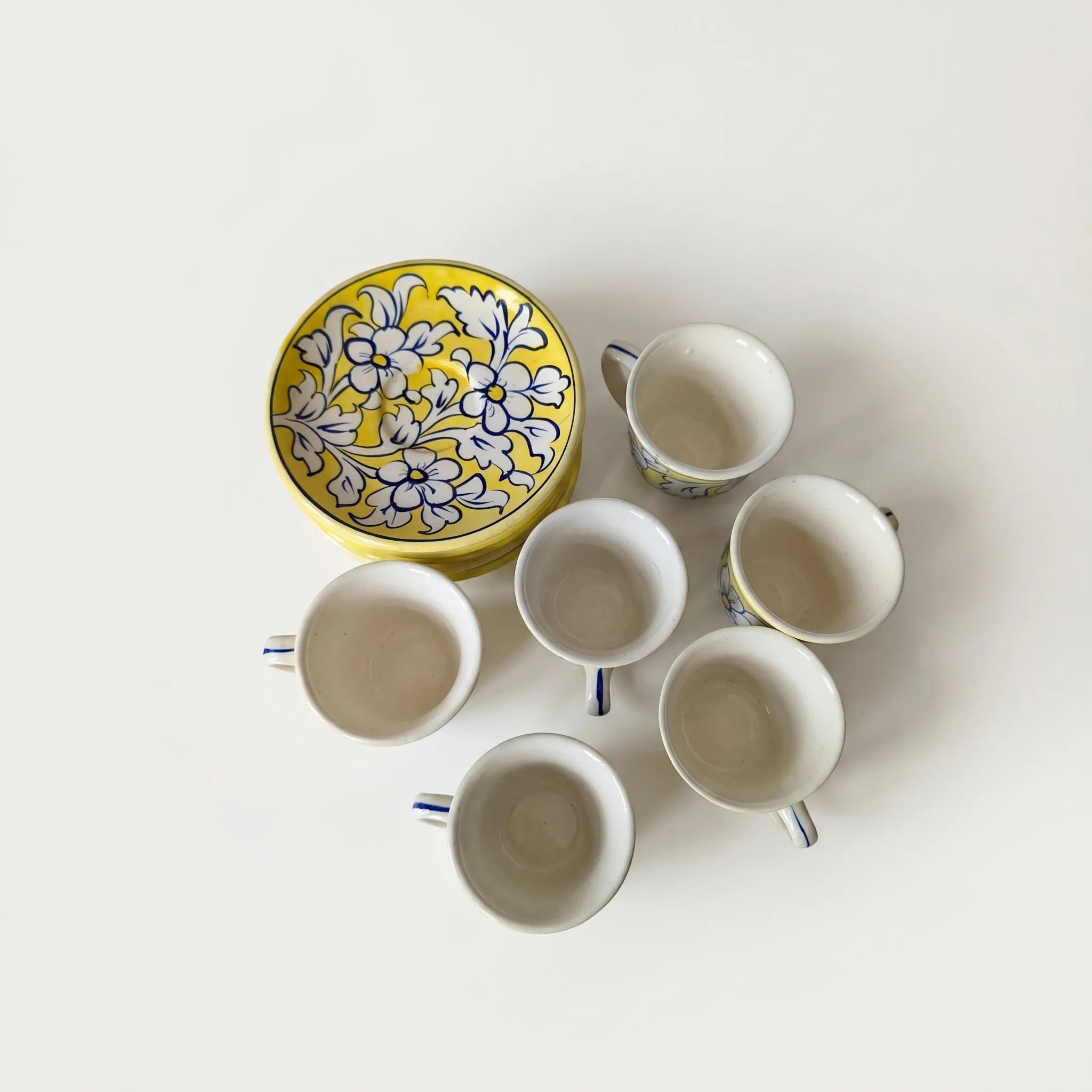 Blue Pottery Kehwa Set – 6 Cups & 6 Saucers Ceramic Tea Set