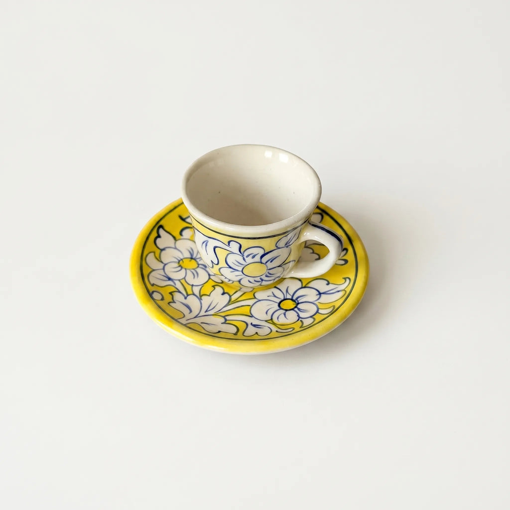 Blue Pottery Kehwa Set – 6 Cups & 6 Saucers Ceramic Tea Set