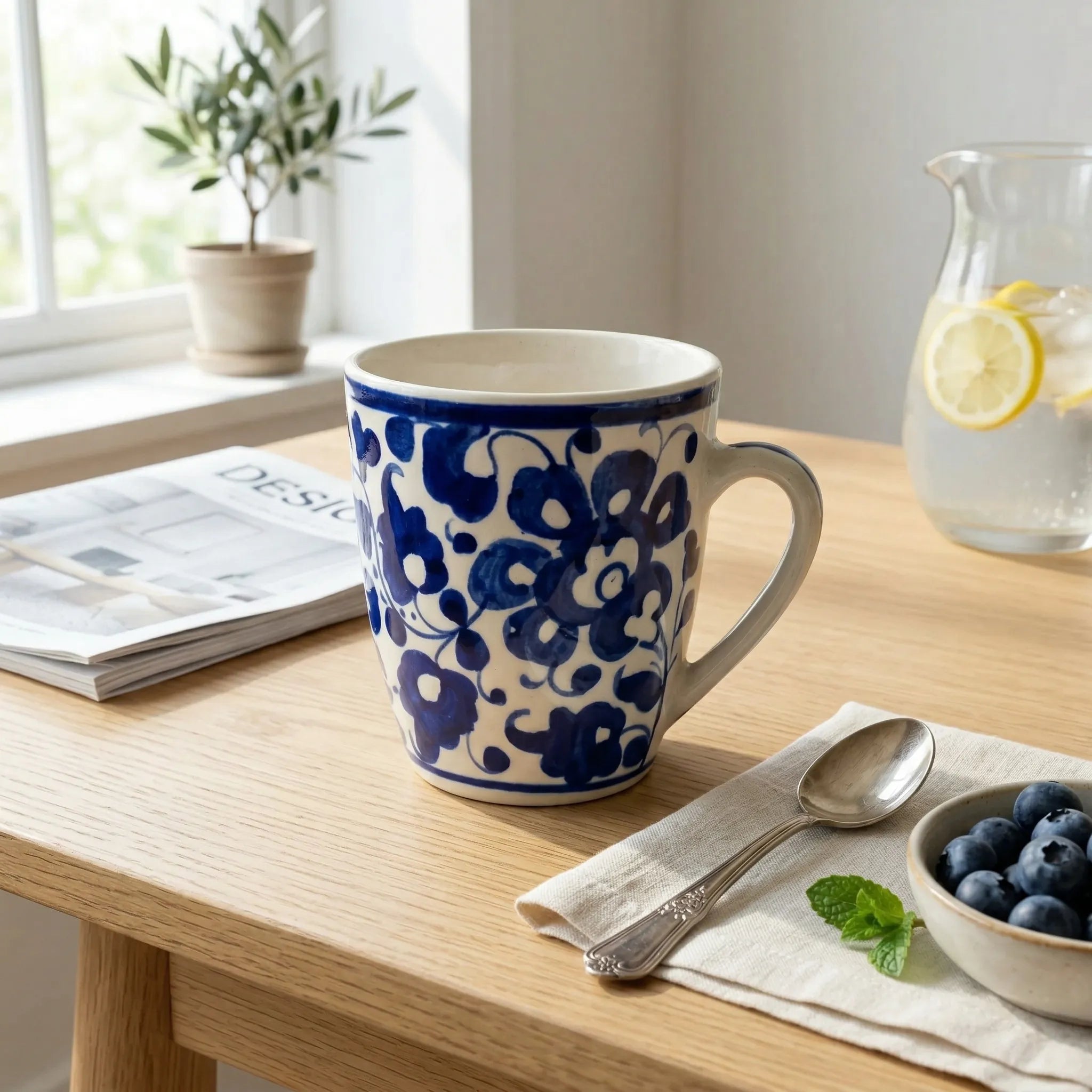 Blue Pottery Ceramic Mug – 300ml Hand-Painted Coffee & Tea Mug | Multani Blue Pottery