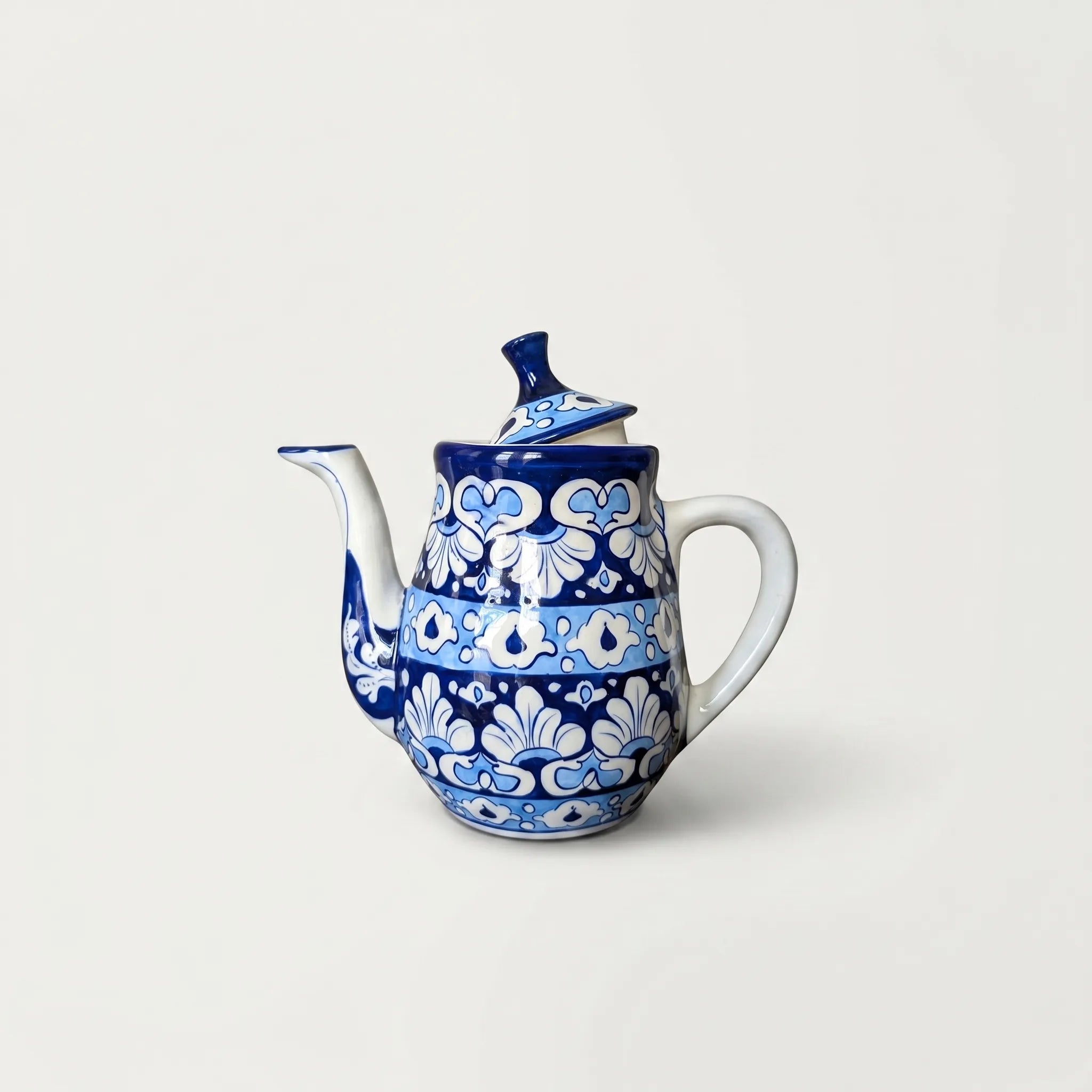 Blue Pottery Tea Set – 15-Piece Hand-Painted Ceramic Tea Set for 6