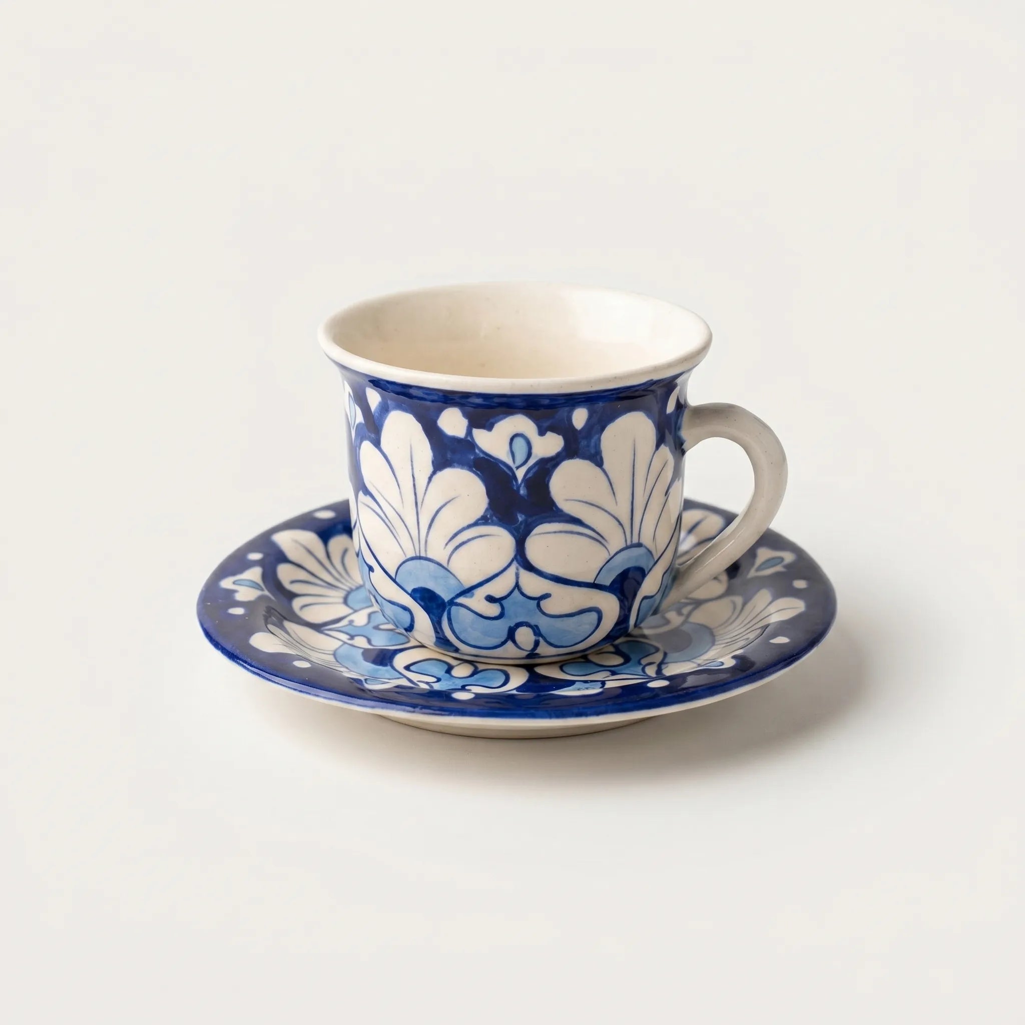 Blue Pottery Tea Set – 15-Piece Hand-Painted Ceramic Tea Set for 6