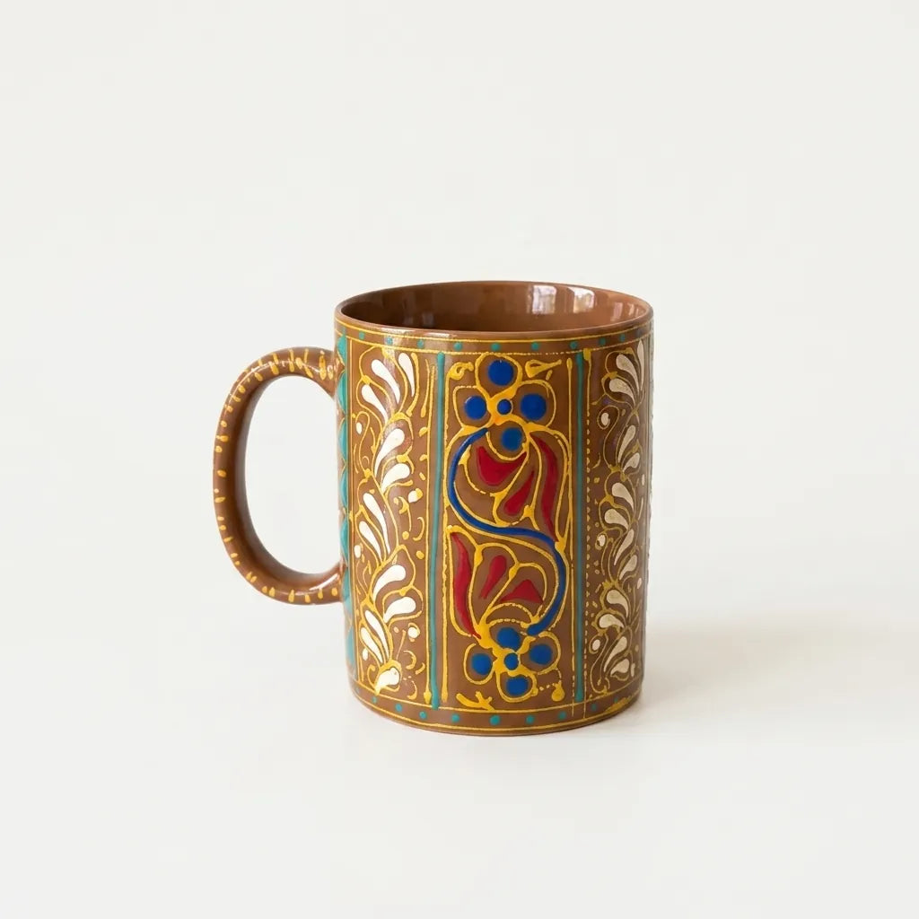 Caramel Swati hand-painted ceramic mug 300 ml, cobalt blossoms