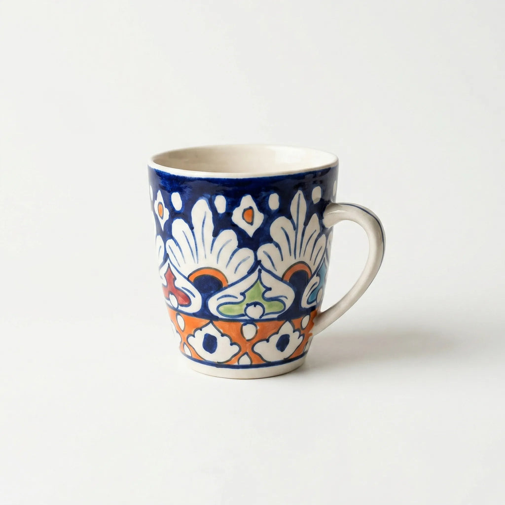 Multicolor Blue Pottery Mug – 300ml Hand-Painted Ceramic Tea & Coffee Mug | Multani Pottery