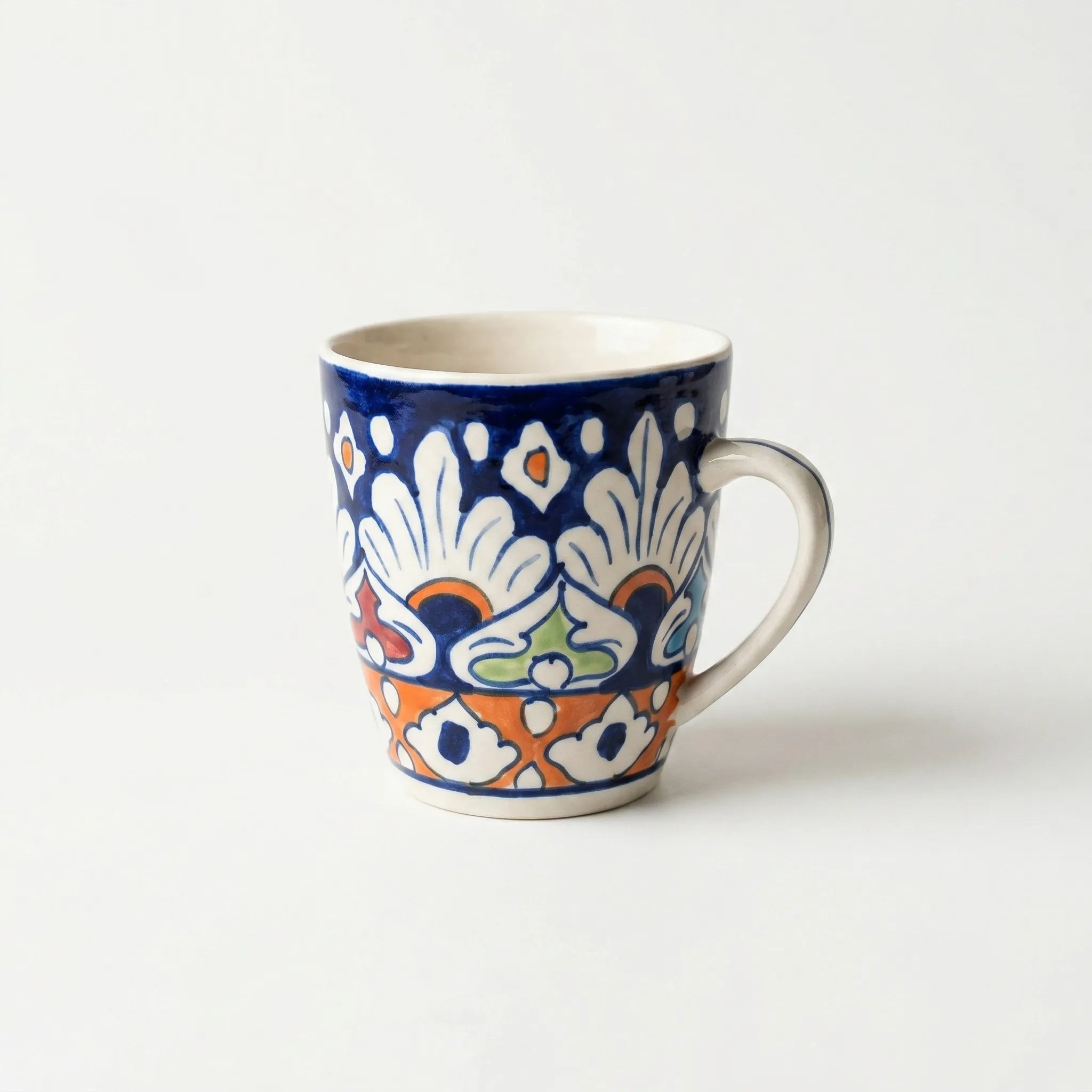 Multicolor Blue Pottery Mug – 300ml Hand-Painted Ceramic Tea & Coffee Mug | Multani Pottery