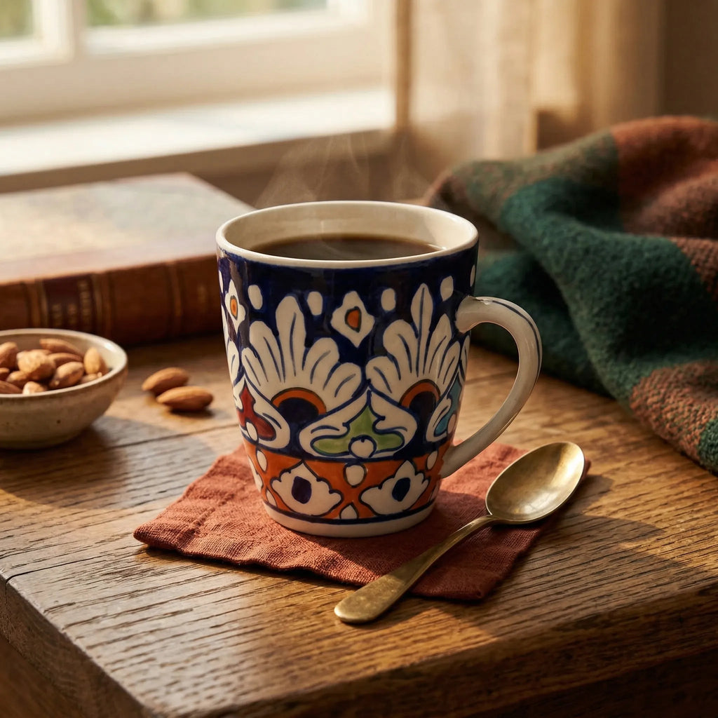Multicolor Blue Pottery Mug – 300ml Hand-Painted Ceramic Tea & Coffee Mug | Multani Pottery