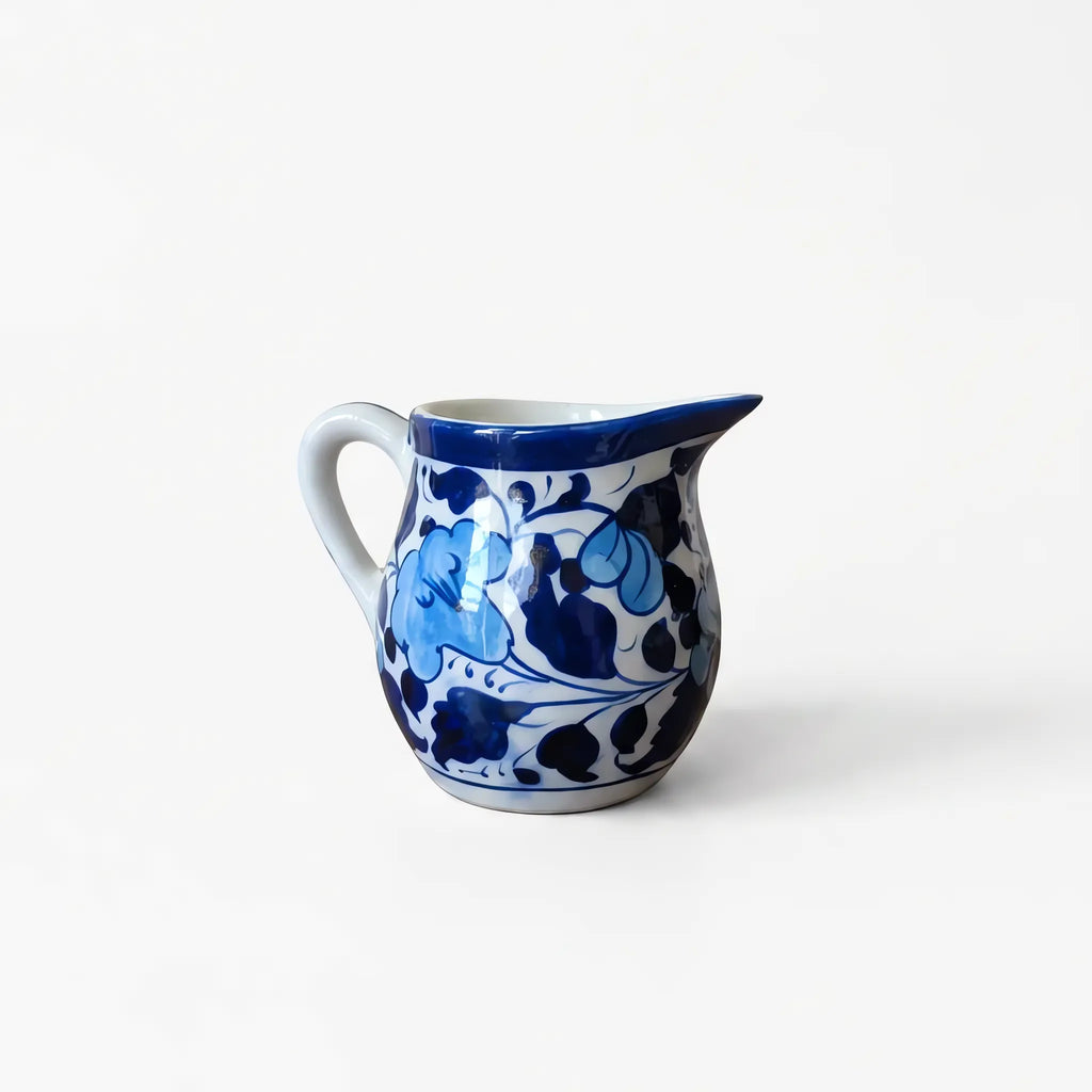 15-Piece Blue Pottery Tea Set - Hand-Painted Ceramic Tea Service for Six (Blue Blossom Design)