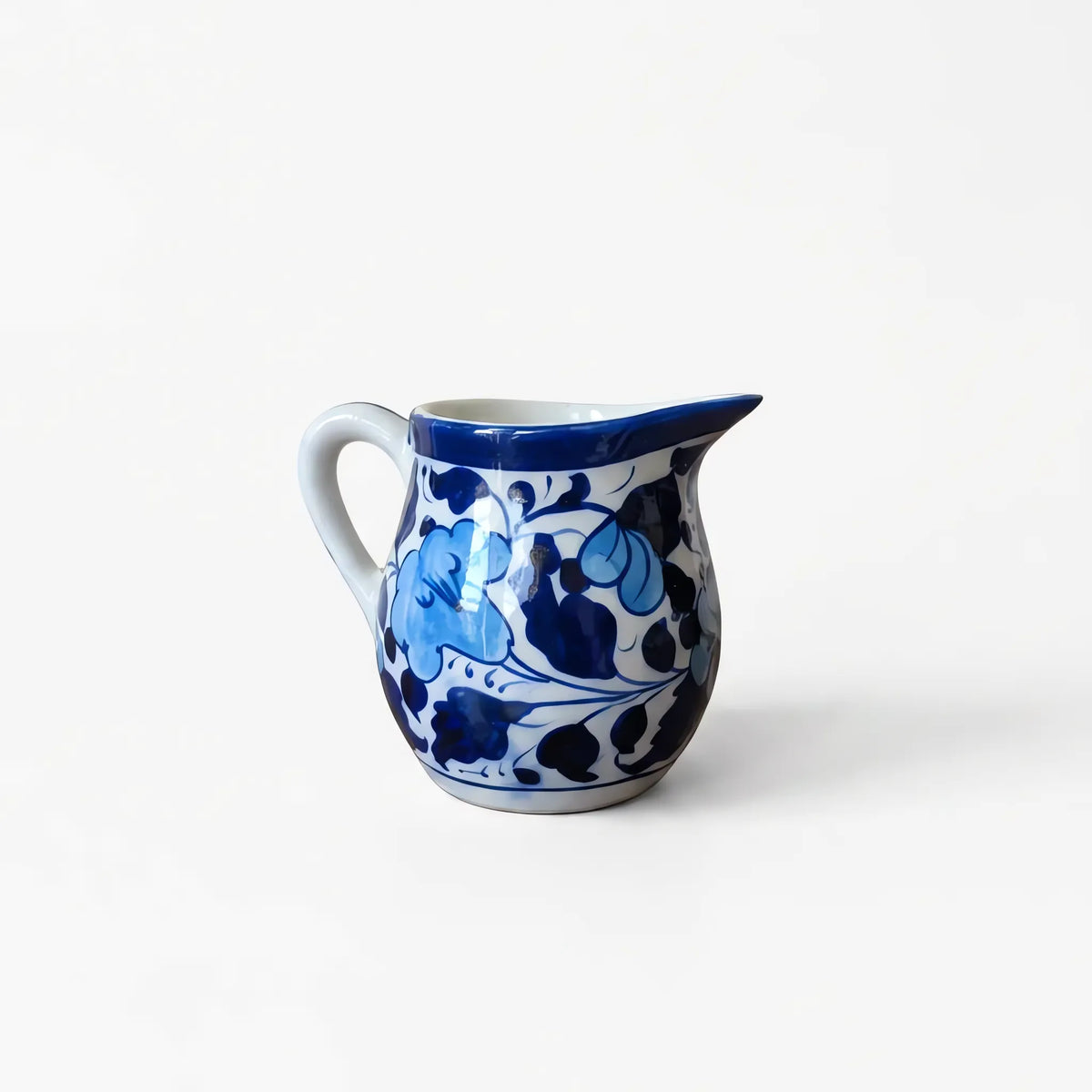 15-Piece Blue Pottery Tea Set - Hand-Painted Ceramic Tea Service for Six (Blue Blossom Design)