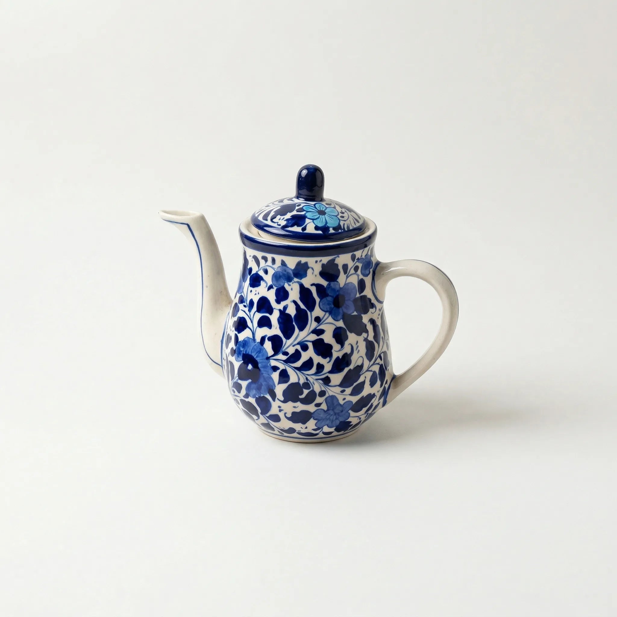 Multani Blue Pottery Teapot – 6" Hand-Painted Ceramic Tea Pot with Lid | Traditional Tea Set Pakistan