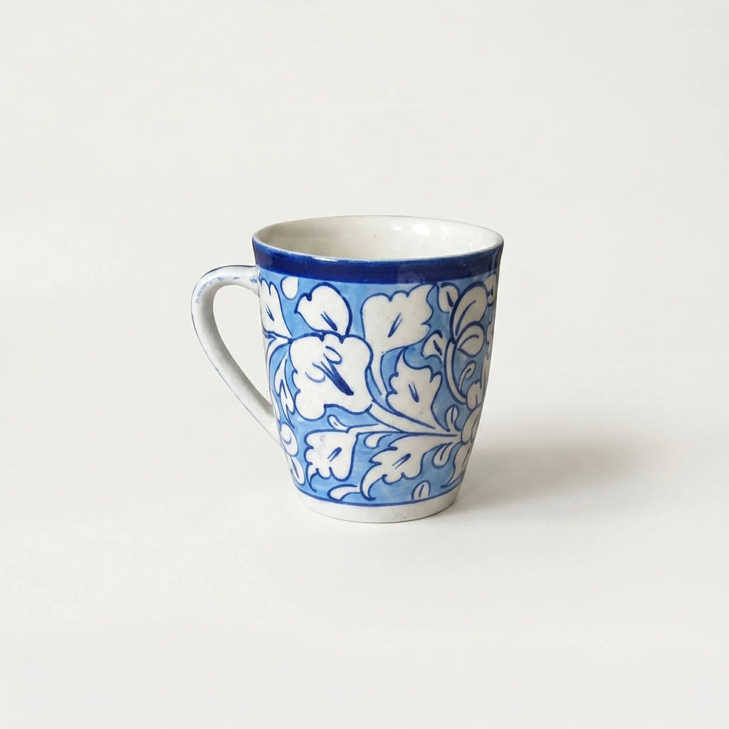 Light Blue Pottery Mug – 300ml Hand-Painted Ceramic Tea & Coffee Mug | Multani Blue Pottery