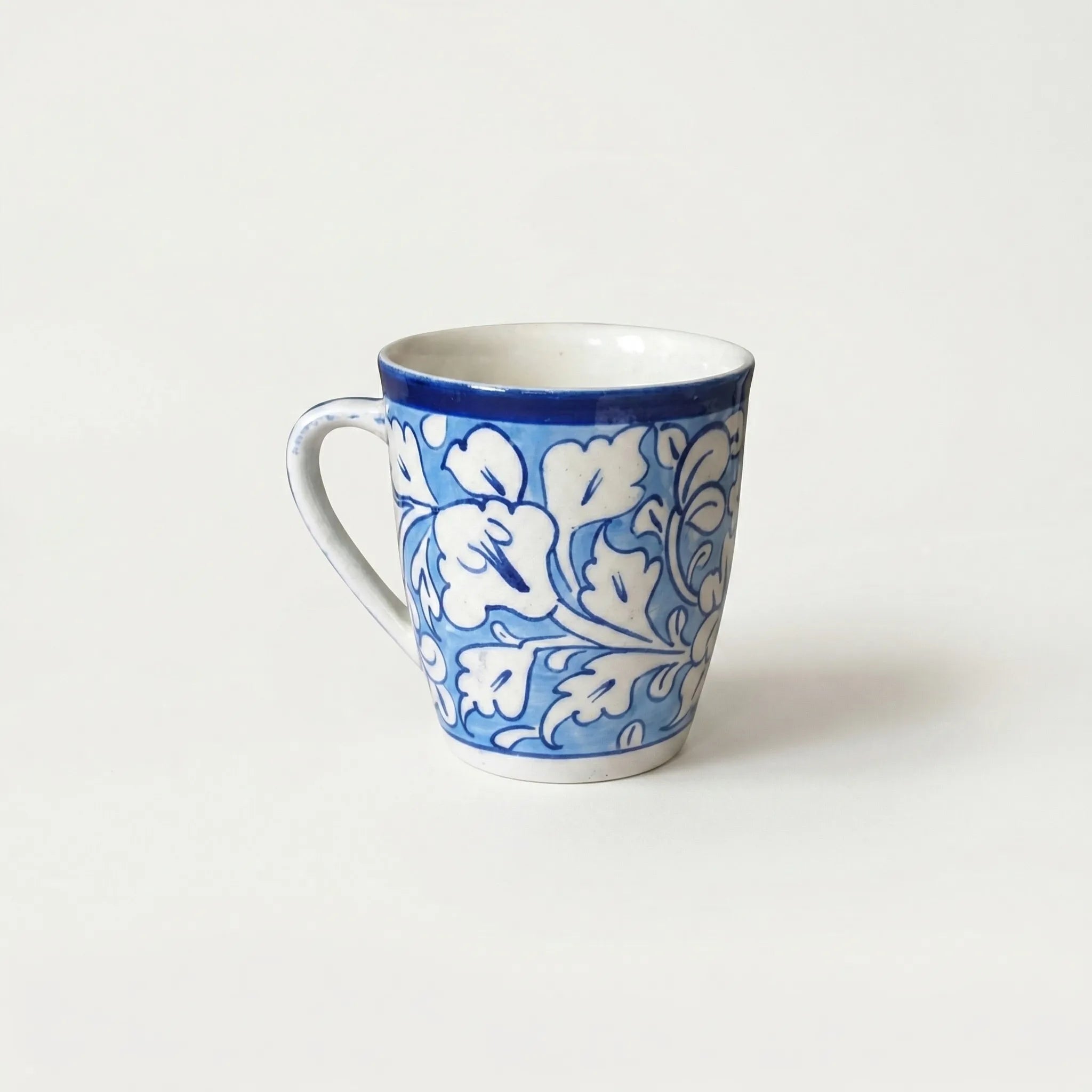 Light Blue Pottery Mug – 300ml Hand-Painted Ceramic Tea & Coffee Mug | Multani Blue Pottery