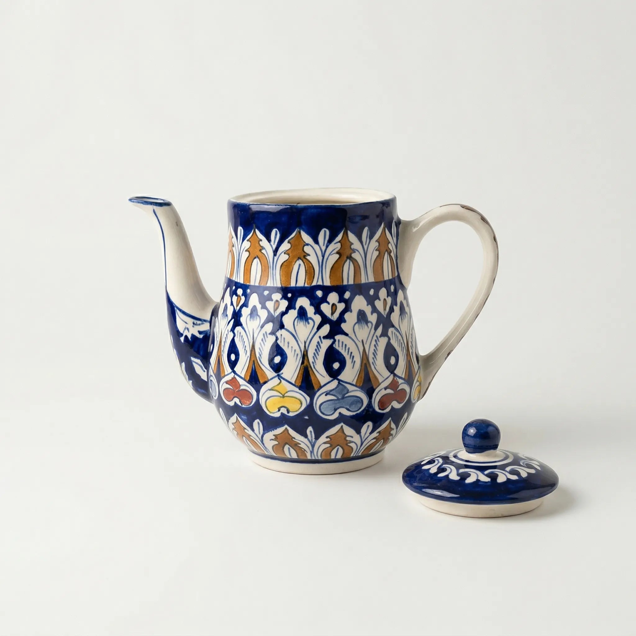 Multani Blue Pottery Teapot – 6" Hand-Painted Ceramic Tea Pot with Lid | Colorful design