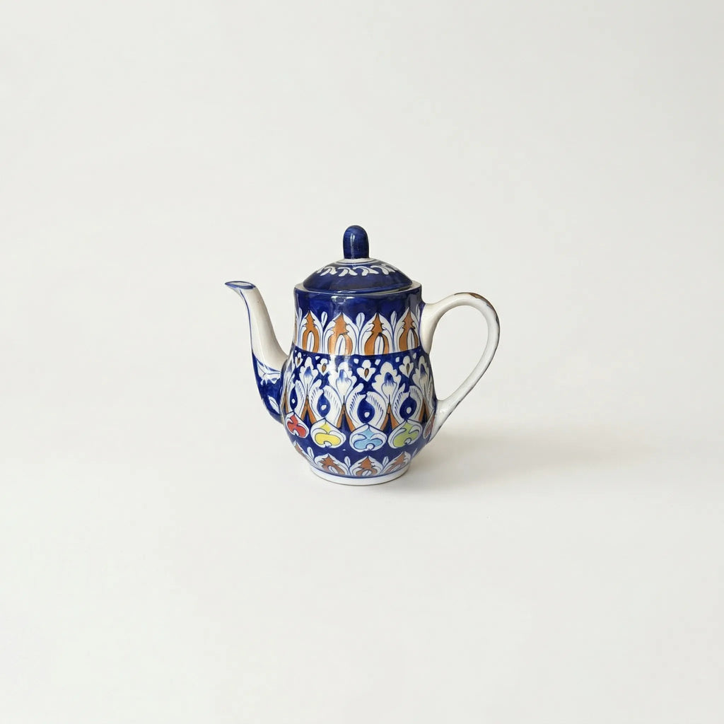 Multani Blue Pottery Teapot – 6" Hand-Painted Ceramic Tea Pot with Lid | Colorful design