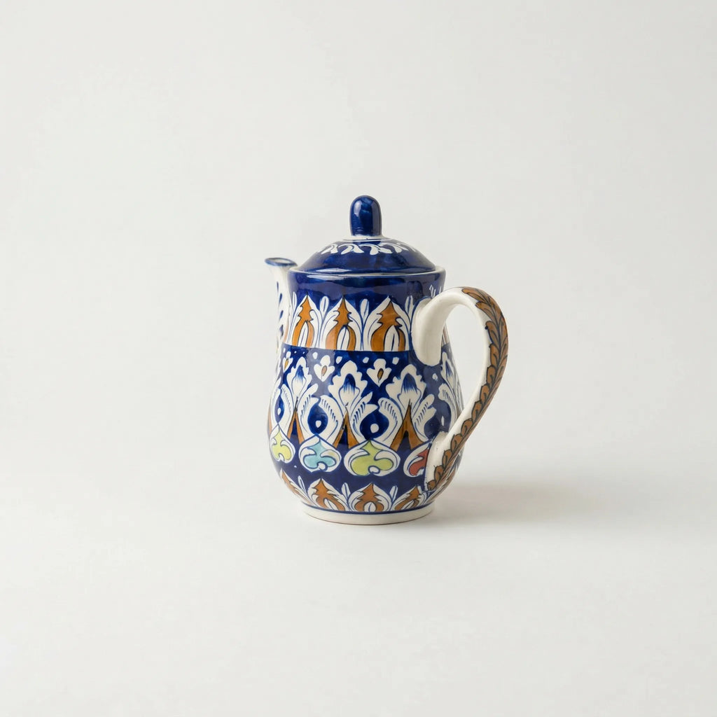 Multani Blue Pottery Teapot – 6" Hand-Painted Ceramic Tea Pot with Lid | Colorful design
