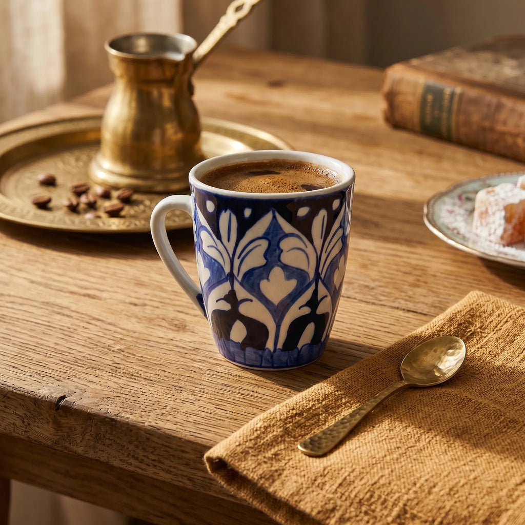 Blue Pottery Mug – 300ml Hand-Painted Ceramic Tea & Coffee Mug | Multani Blue Pottery Design