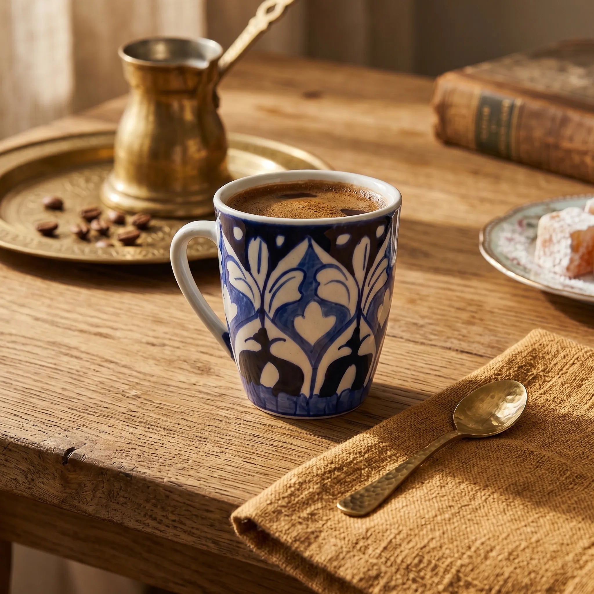 Blue Pottery Mug – 300ml Hand-Painted Ceramic Tea & Coffee Mug | Multani Blue Pottery Design