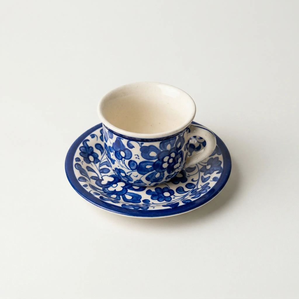 15-Piece Hand-Painted Ceramic Tea Set - Traditional Blue Pottery design