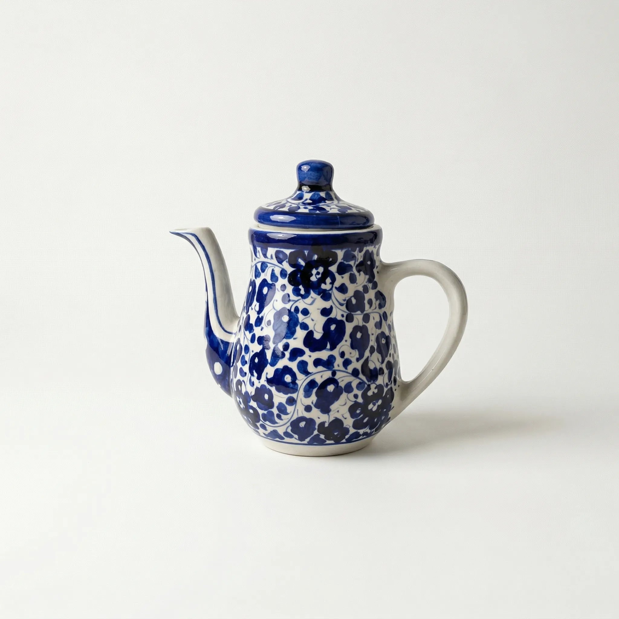 15-Piece Hand-Painted Ceramic Tea Set - Traditional Blue Pottery design