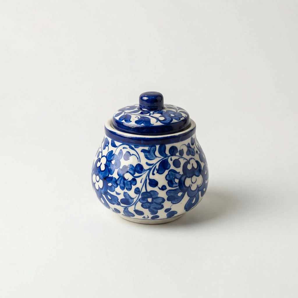 15-Piece Hand-Painted Ceramic Tea Set - Traditional Blue Pottery design