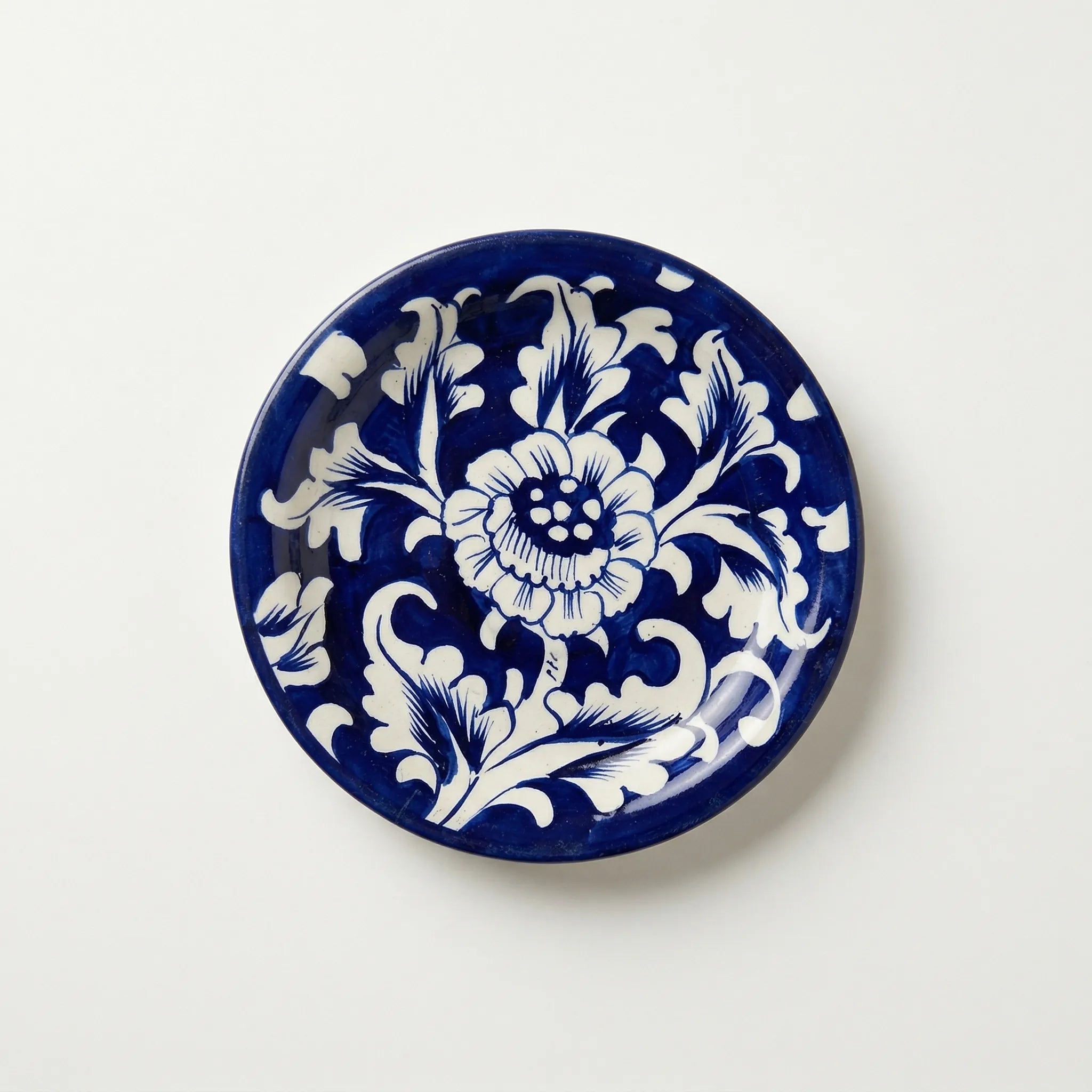 15-Piece Hand-Painted Ceramic Blue Pottery Tea Set - Traditional Floral Design