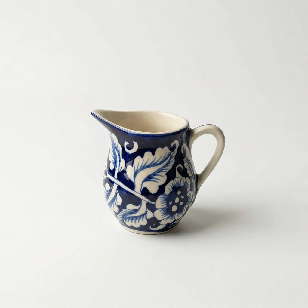 15-Piece Hand-Painted Ceramic Blue Pottery Tea Set - Traditional Floral Design