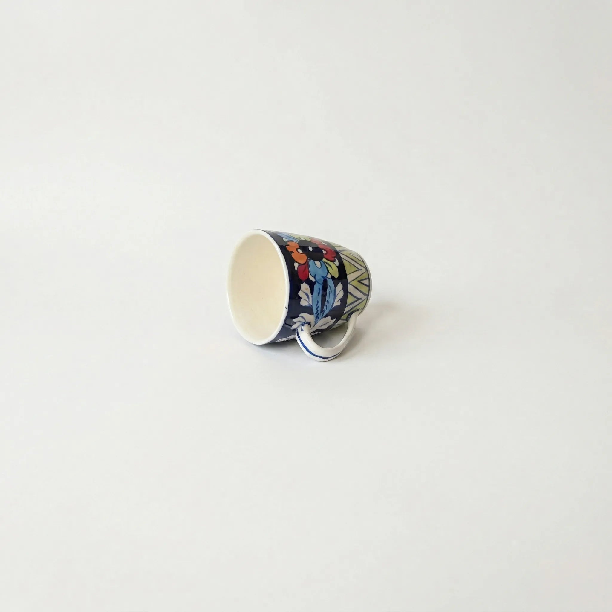 Multicolor Blue Pottery Mug – 300ml Hand-Painted Ceramic Tea & Coffee Mug | Vibrant Floral Design