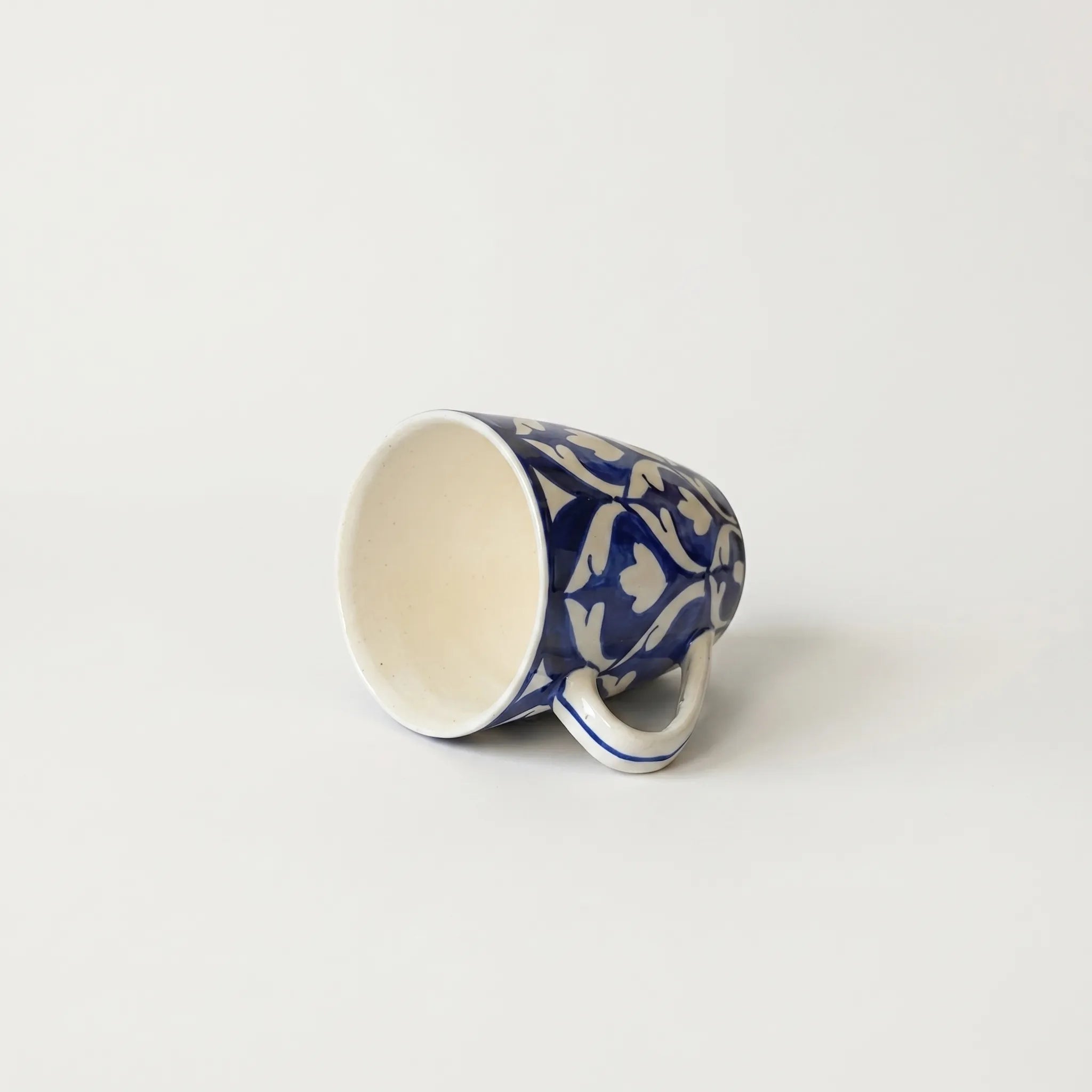 Blue Pottery Mug – 300ml Hand-Painted Ceramic Tea & Coffee Mug | Classic Pattern Design