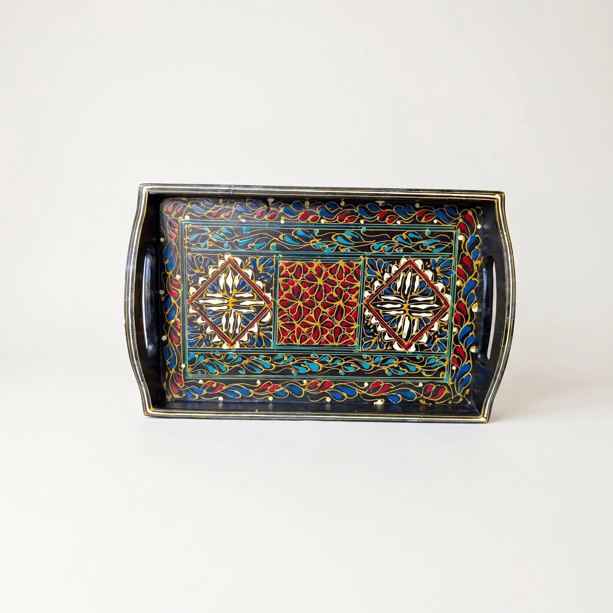 Oil-Painted Swati Wooden Tray – 8x12” Decorative Serving Tray