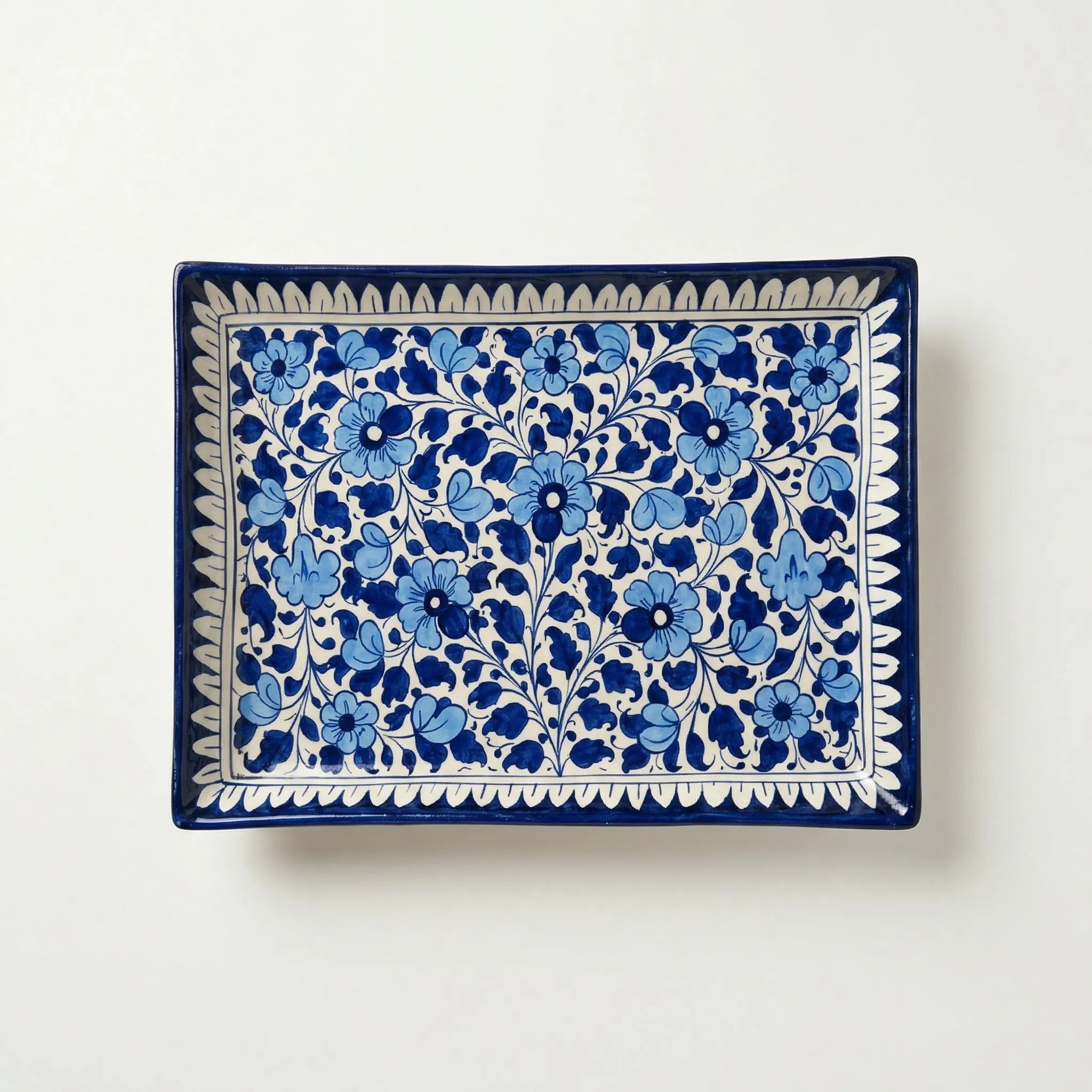 Blue Pottery Serving Tray – 10x15 Inch Hand-Painted Ceramic Dish| Multani Blue Pottery