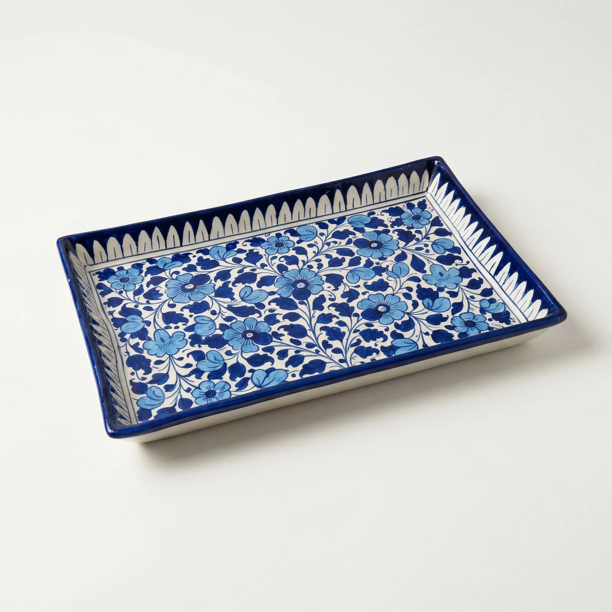 Blue Pottery Serving Tray – 10x15 Inch Hand-Painted Ceramic Dish| Multani Blue Pottery