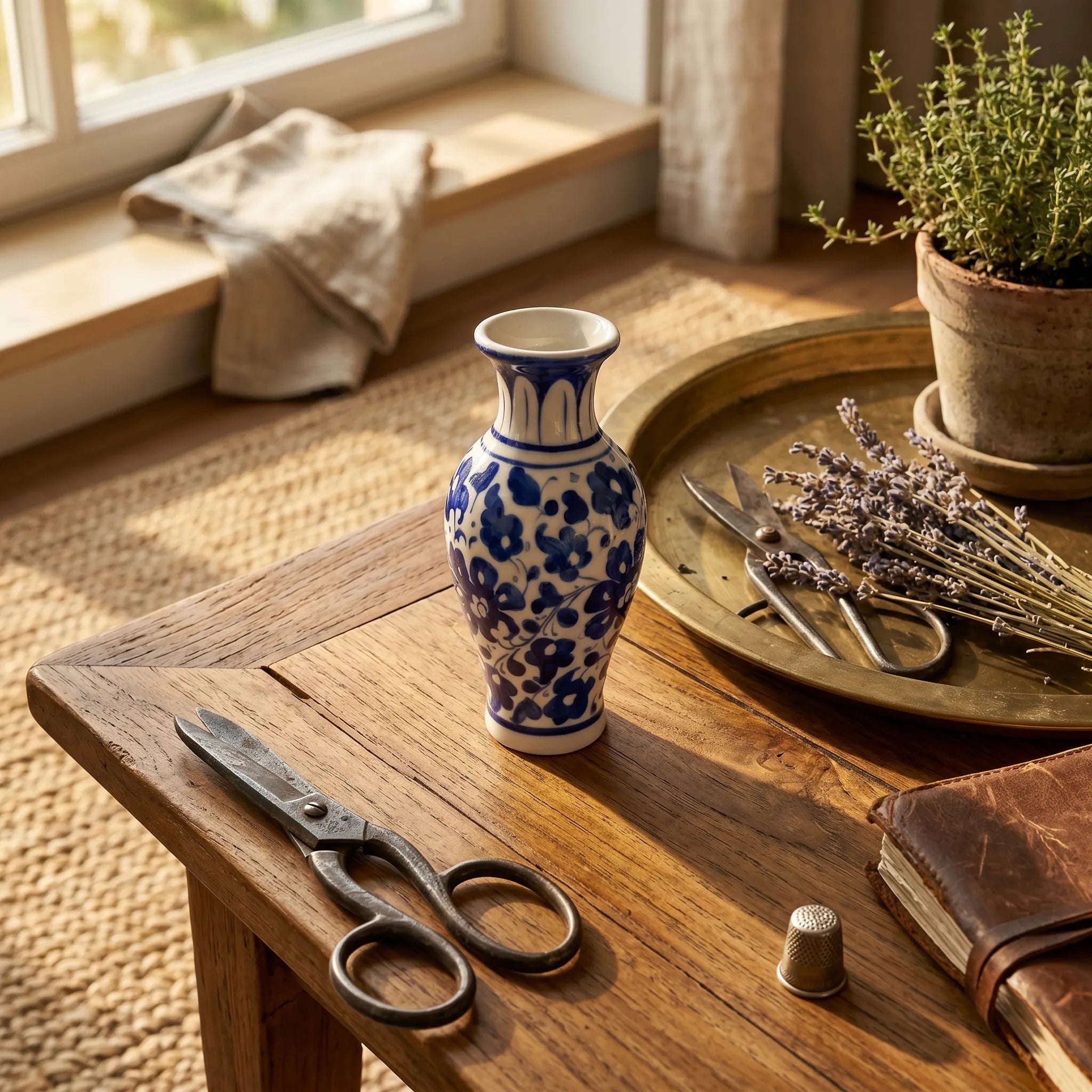 Blue Pottery Mini Vase – 7” Ceramic Decoration Vase (Multani)