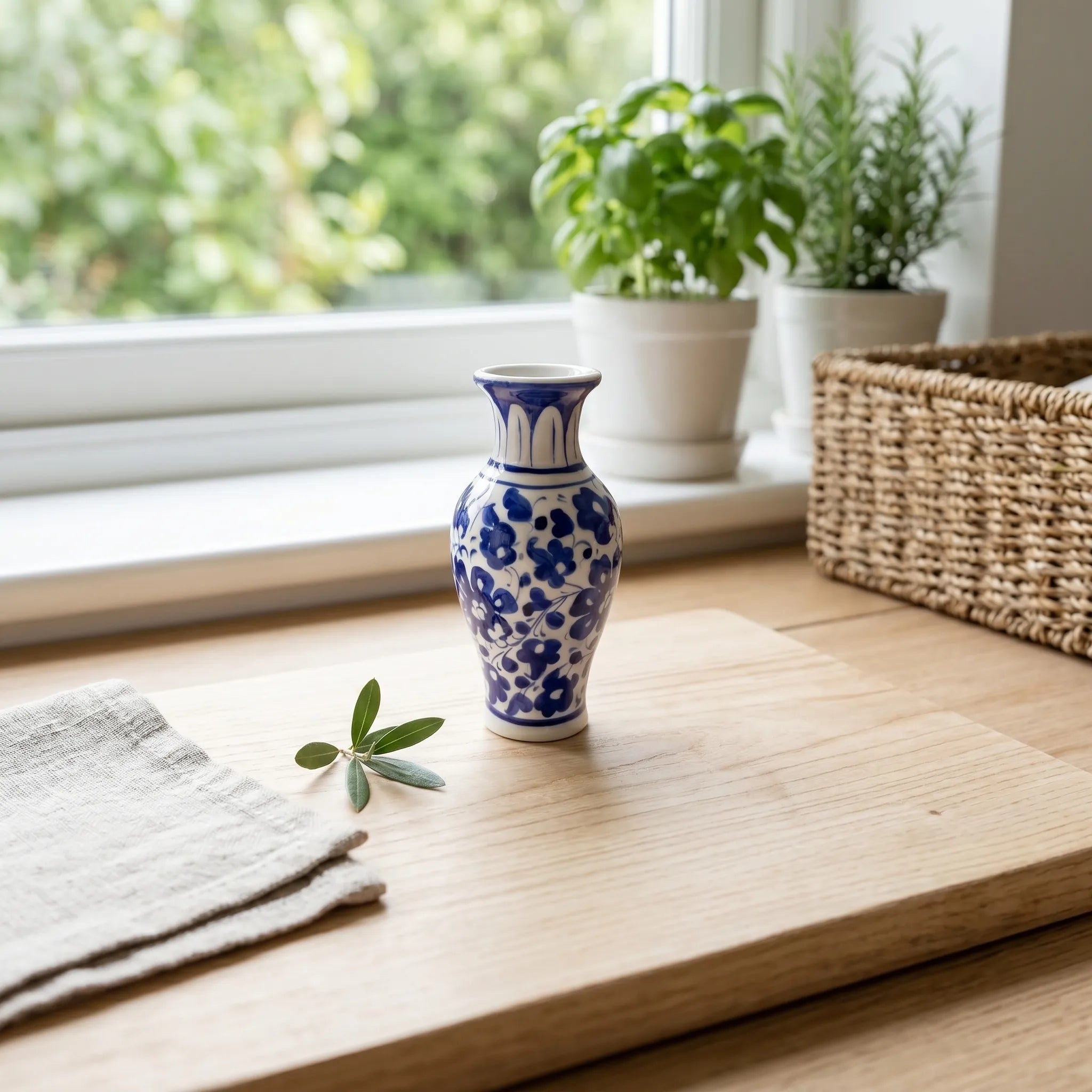 Blue Pottery Mini Vase – 7” Ceramic Decoration Vase (Multani)
