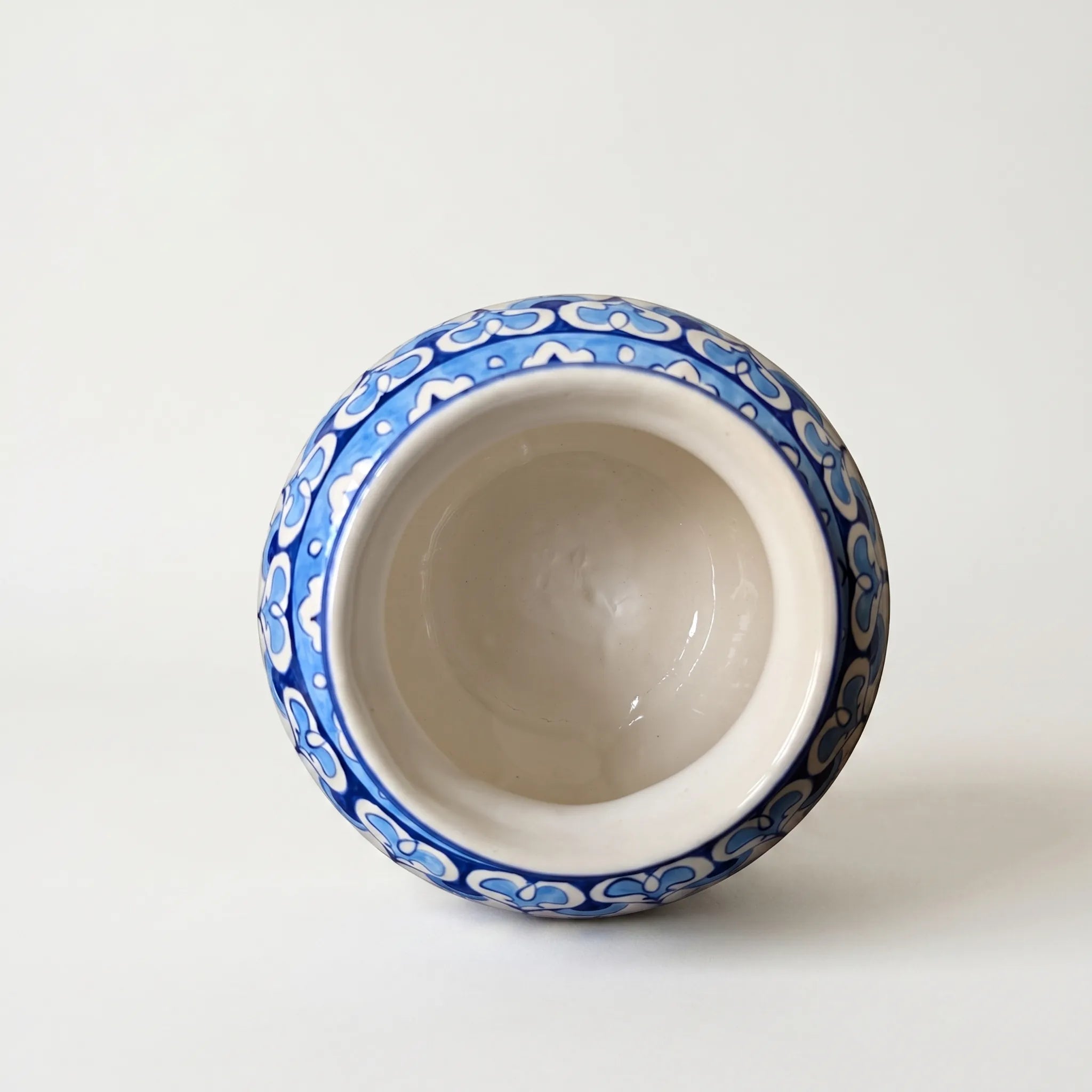 Blue Pottery Apple Vase – 9” Round Ceramic Decoration Vase