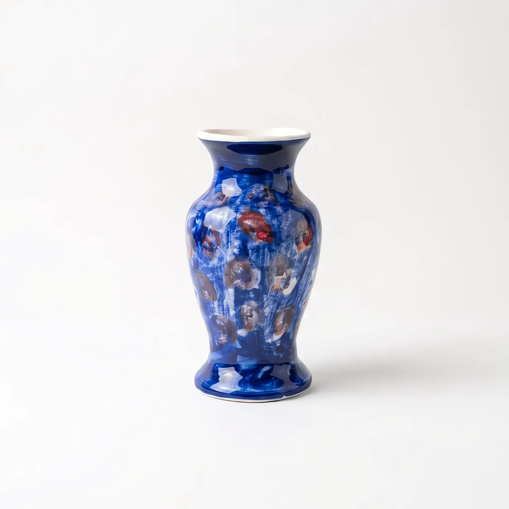 Allah Calligraphy Vase - 9 Inch Hand-Painted Multani Blue Pottery Ceramic Vase on Cobalt
