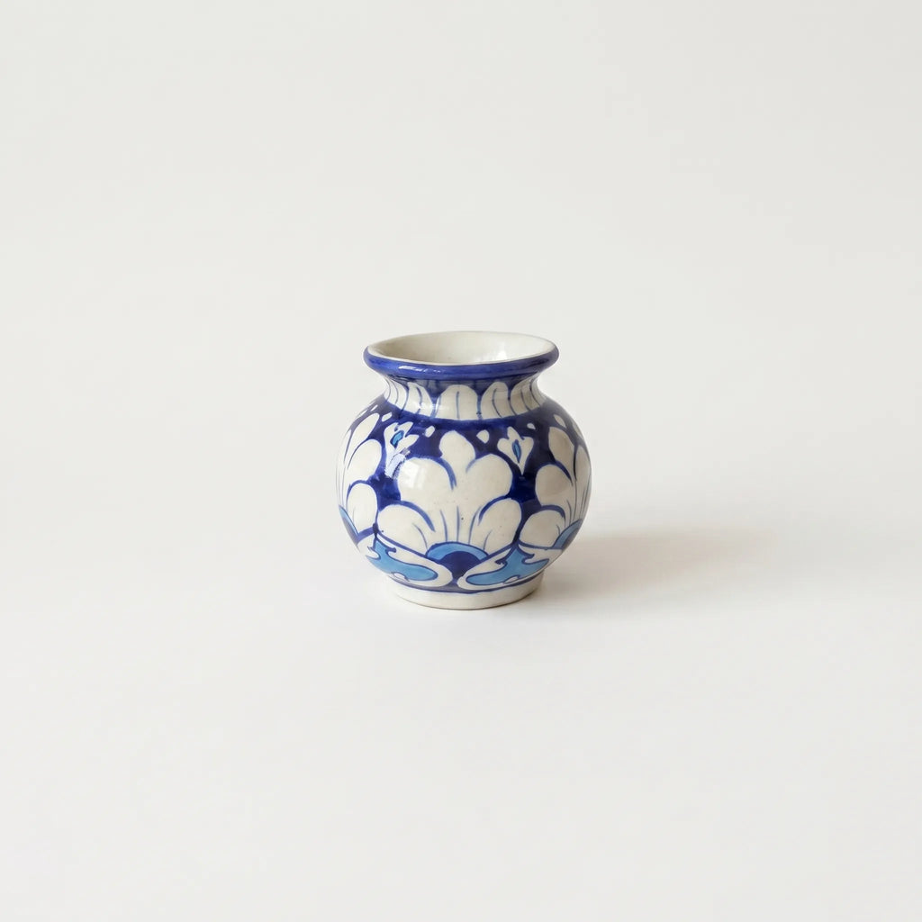 Multani Blue Pottery Mini Garwi Vase – Hand-Painted Decorative Ceramic Vase (3 Inch)
