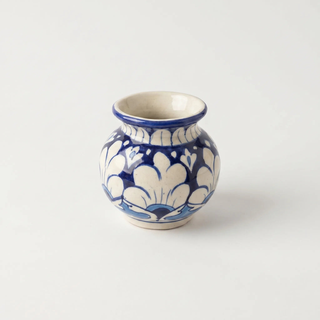 Multani Blue Pottery Mini Garwi Vase – Hand-Painted Decorative Ceramic Vase (3 Inch)