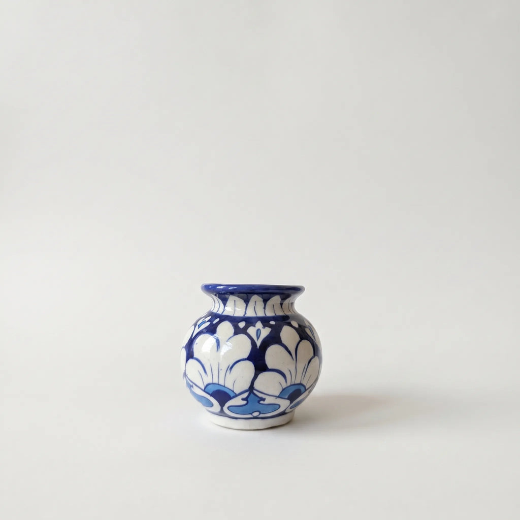 Multani Blue Pottery Mini Garwi Vase – Hand-Painted Decorative Ceramic Vase (3 Inch)