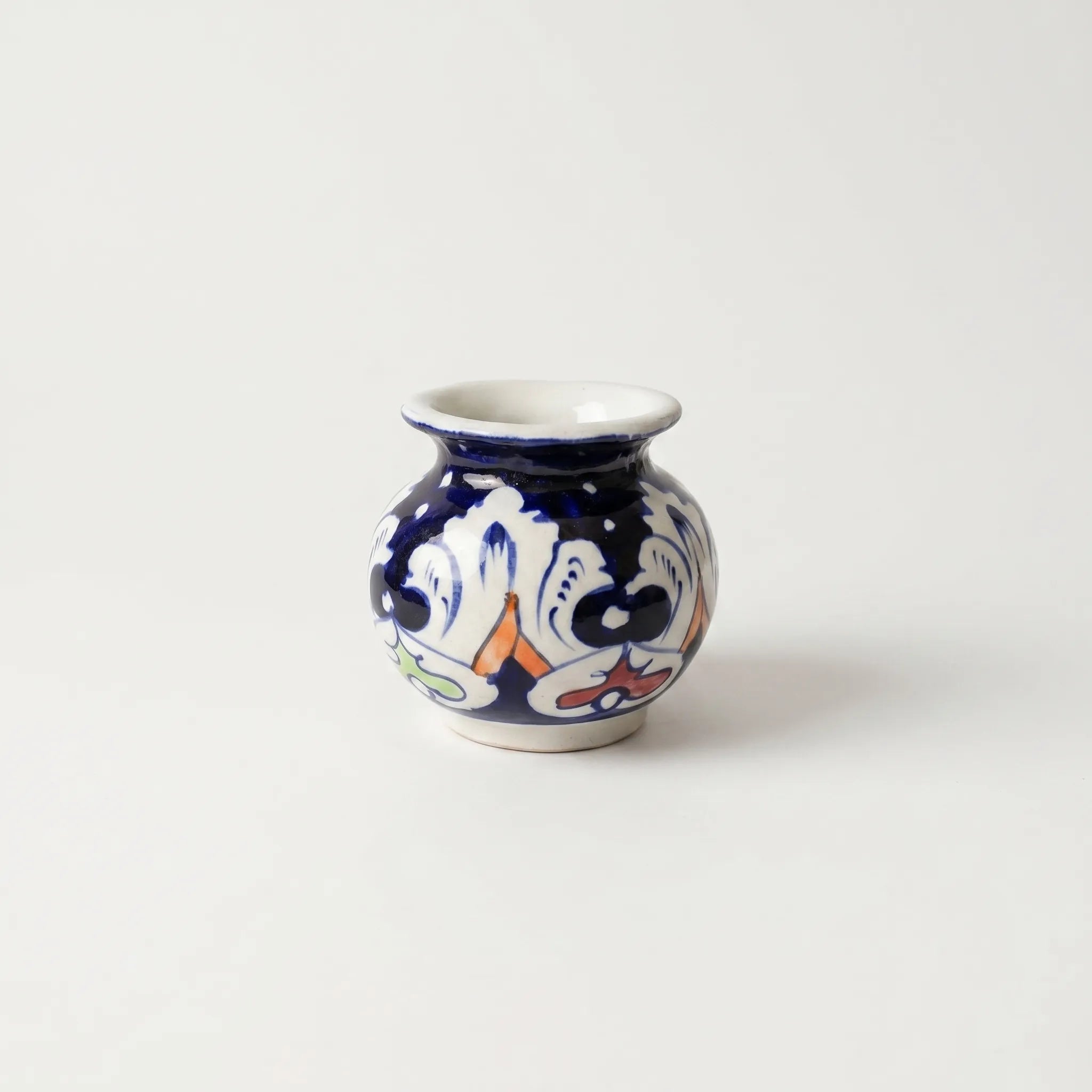 Multani Blue Pottery Mini Garwi Vase – Hand-Painted Multicolor Ceramic Decor (3 Inch)