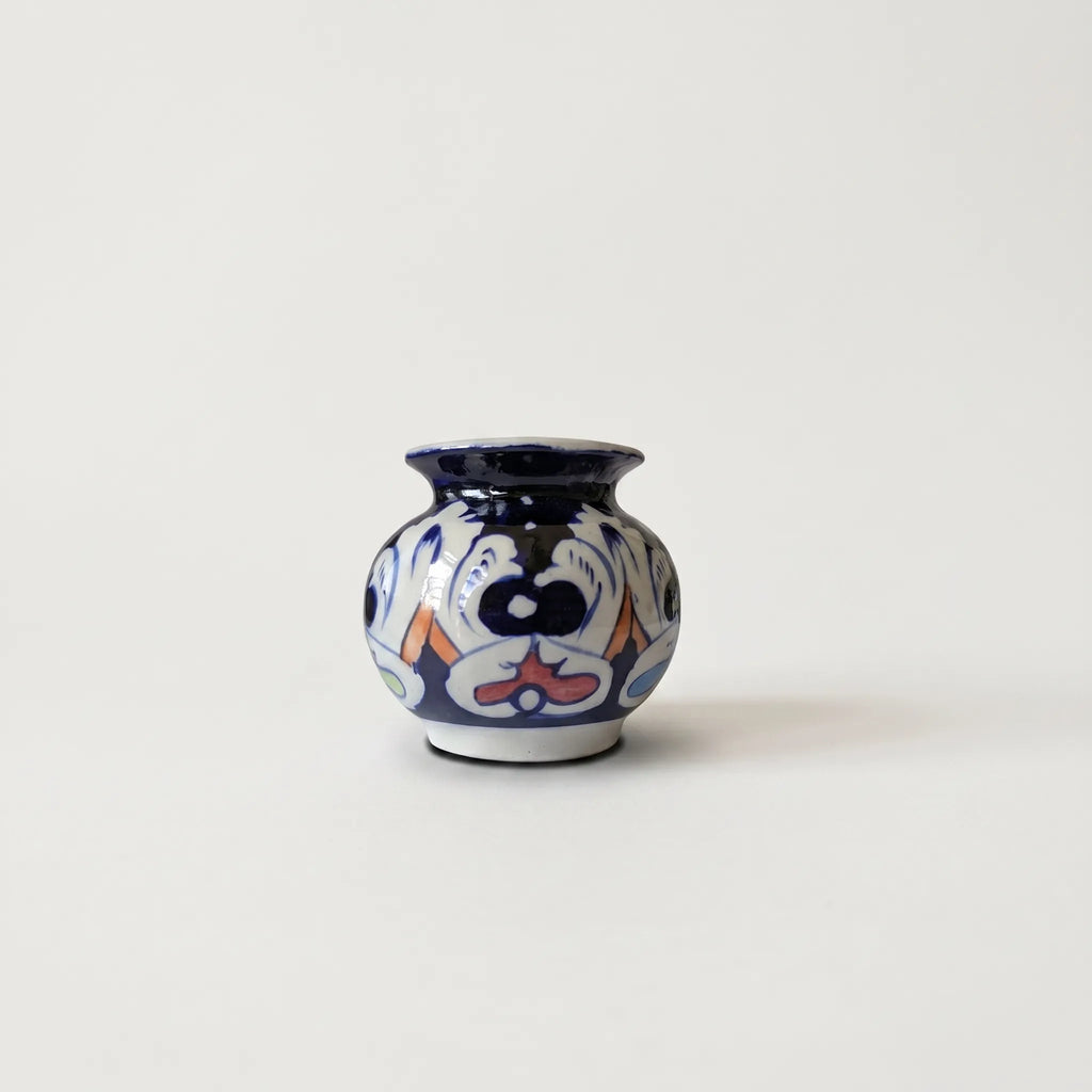 Multani Blue Pottery Mini Garwi Vase – Hand-Painted Multicolor Ceramic Decor (3 Inch)