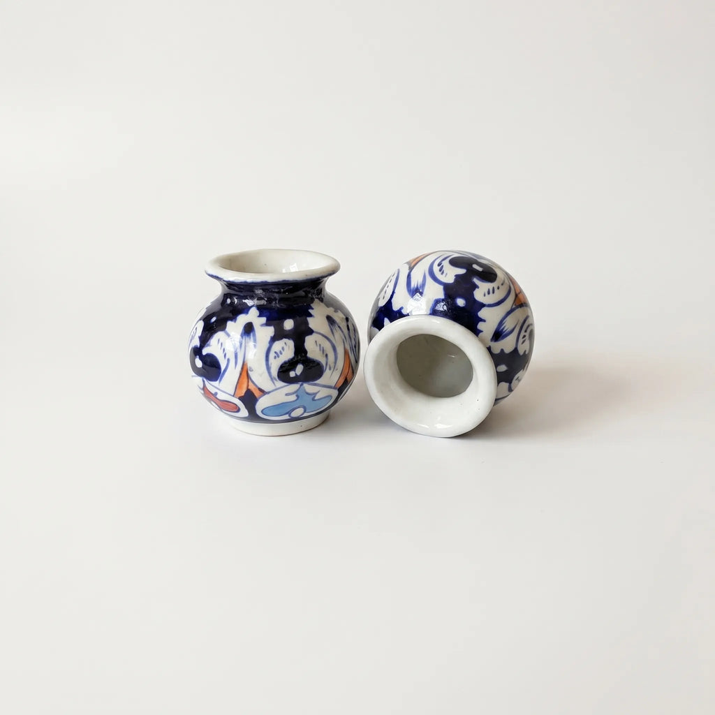 Multani Blue Pottery Mini Garwi Vase – Hand-Painted Multicolor Ceramic Decor (3 Inch)
