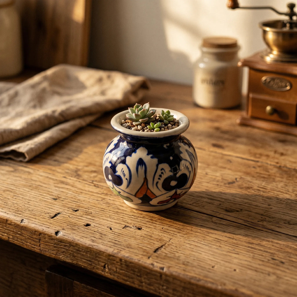 Multani Blue Pottery Mini Garwi Vase – Hand-Painted Multicolor Ceramic Decor (3 Inch)