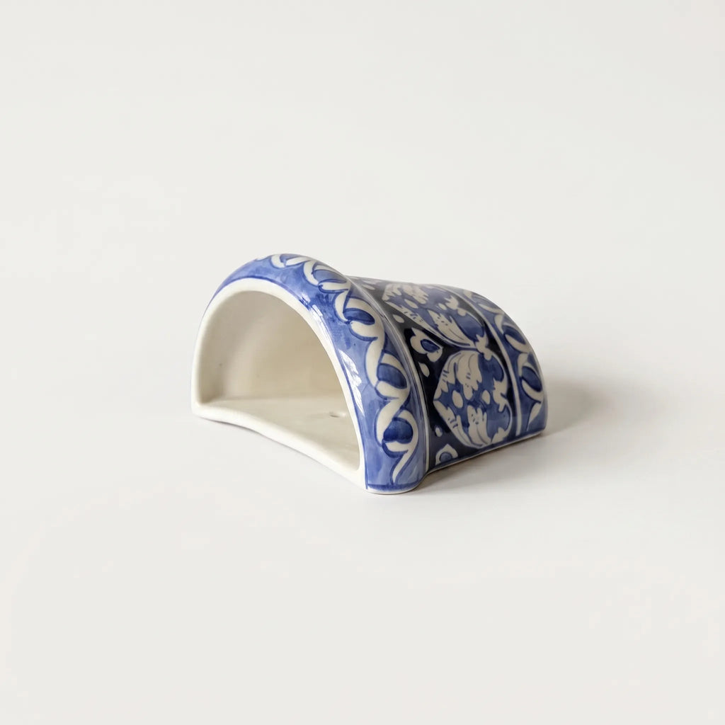 Blue Pottery Wall Planter – 5” Ceramic Hanging Planter (Multani) Arabesque Design