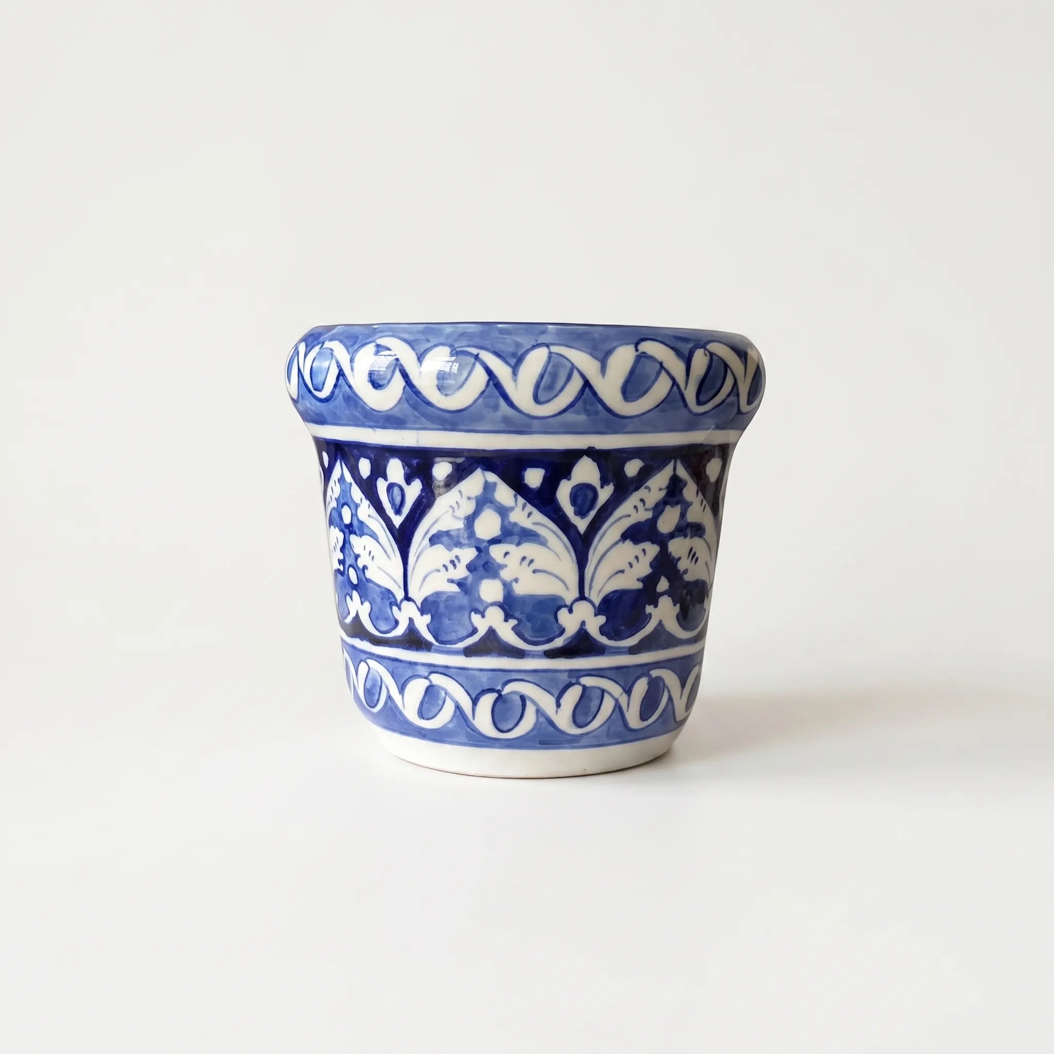 Blue Pottery Wall Planter – 5” Ceramic Hanging Planter (Multani) Arabesque Design