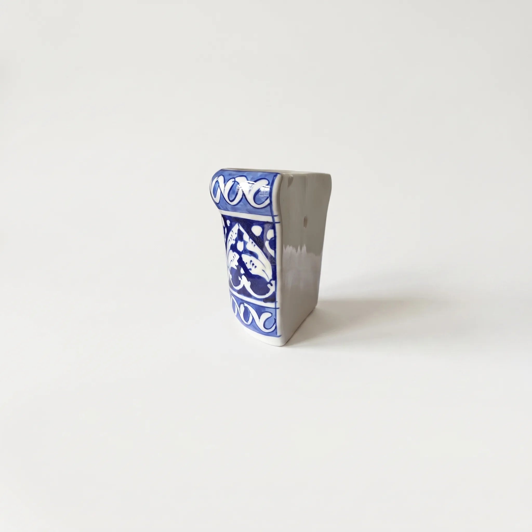 Blue Pottery Wall Planter – 5” Ceramic Hanging Planter (Multani) Arabesque Design
