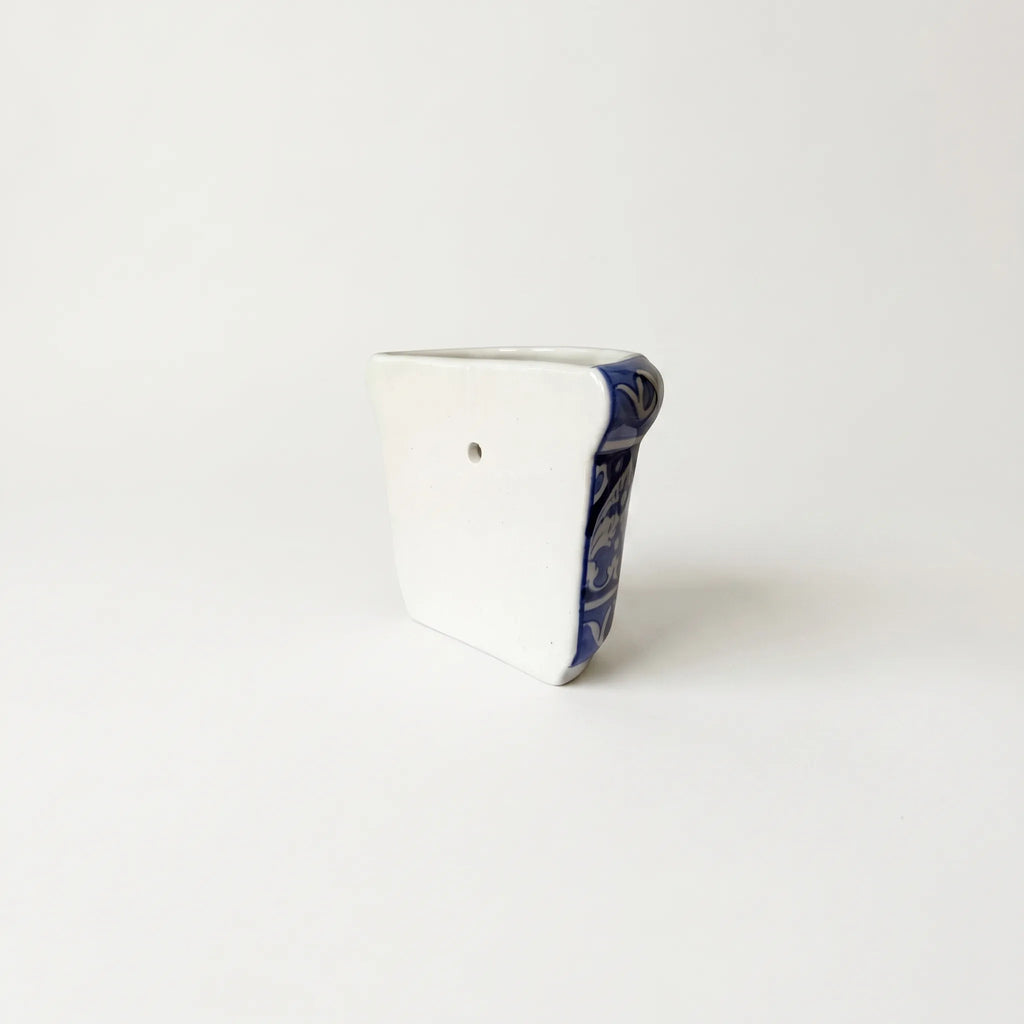 Blue Pottery Wall Planter – 5” Ceramic Hanging Planter (Multani) Arabesque Design