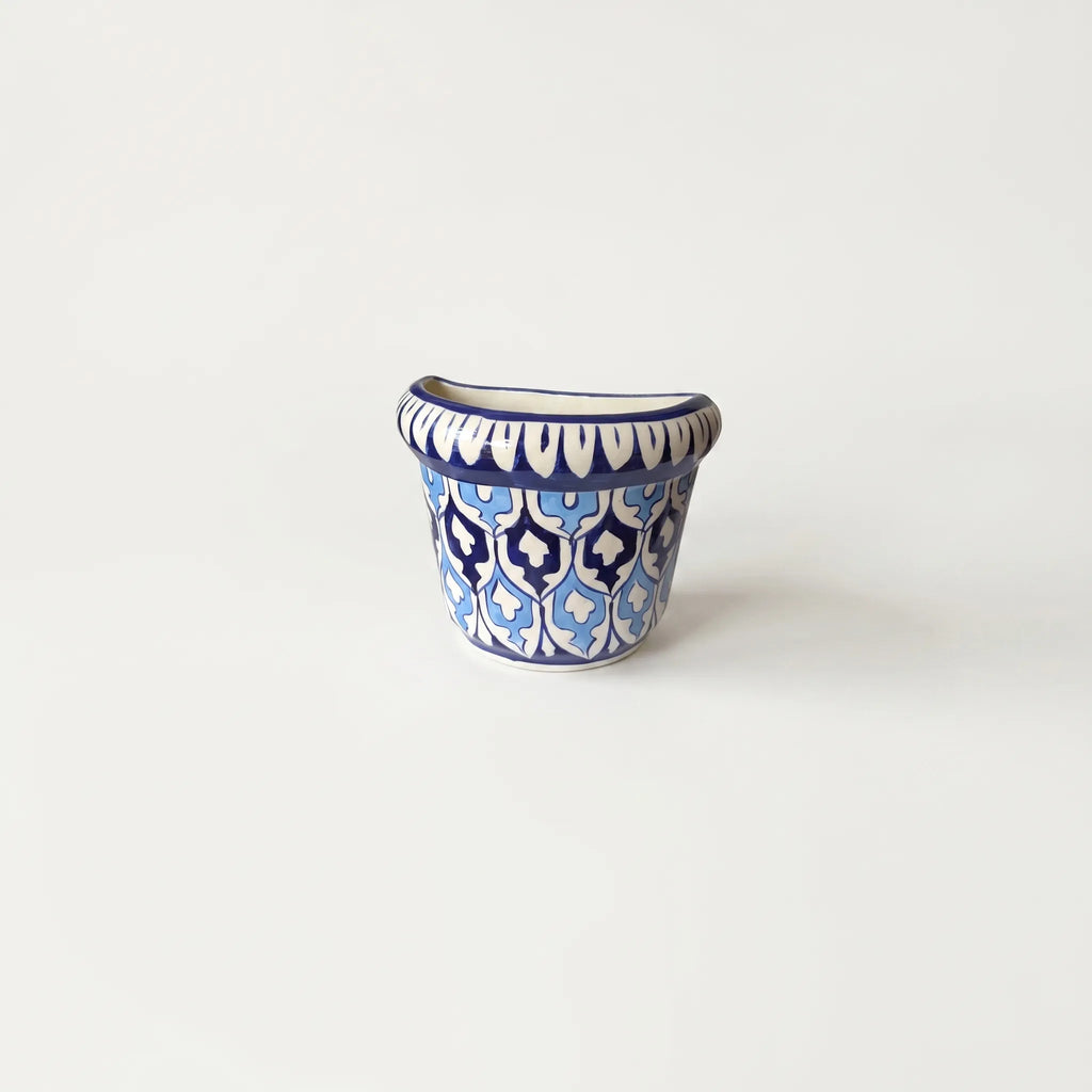 Multani Blue Pottery Wall Planter – 5” Ceramic Hanging Planter (Light & Dark Blue)