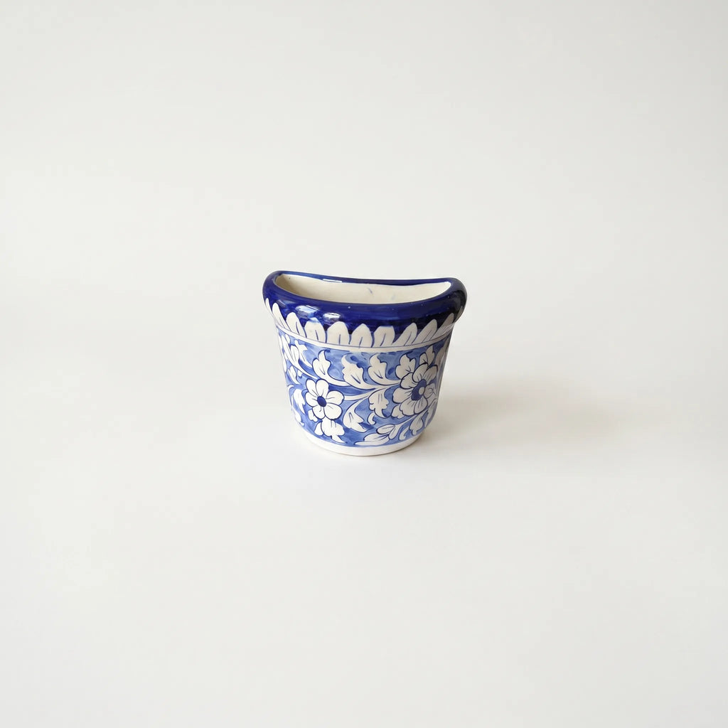Blue Pottery Wall Planter – 5” Ceramic Hanging Planter (Multani Blue)